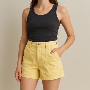 High Waist Yellow Vintage 90’s 100% Cotton Women's Shorts